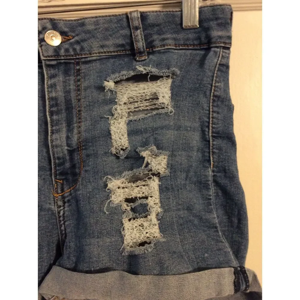 Size 12 stretch destroyed cuffed denim jeans Divided womens high waist